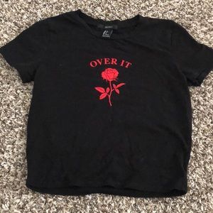 “Over It” black crop top